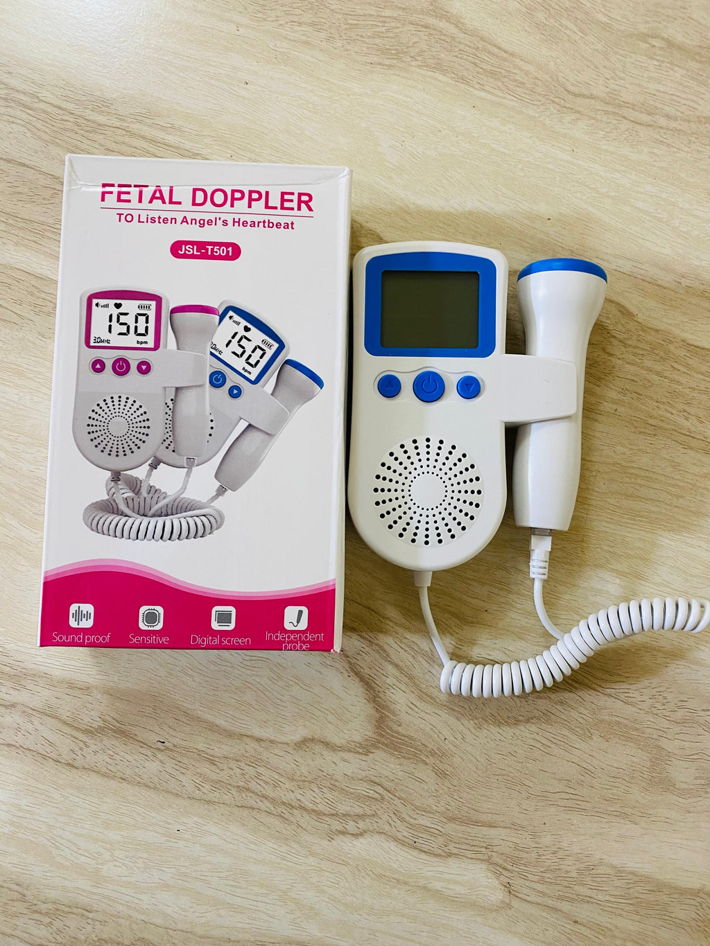 Fetal Doppler Heart Rate Monitor For Home Sonar Pregnancy Baby Heartbeat Meter No Radiation 3.0MHz LCD Display