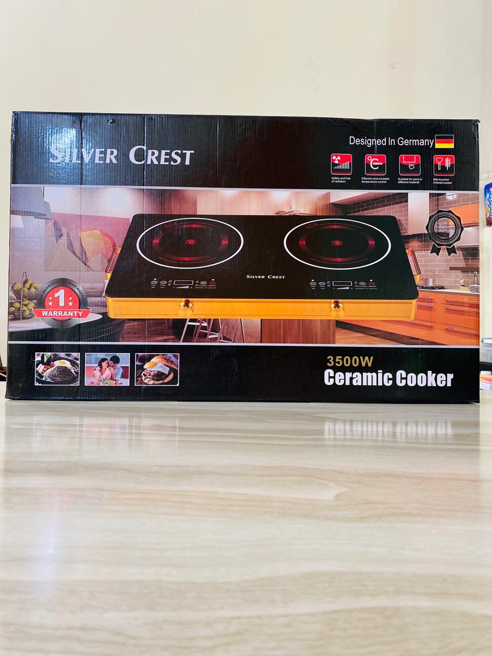 Double Silver Crest Kitchen Ceramic Stove Grill 2 Burner Cooking Electric Ceramic Stove Infrared Double Induction Cookers