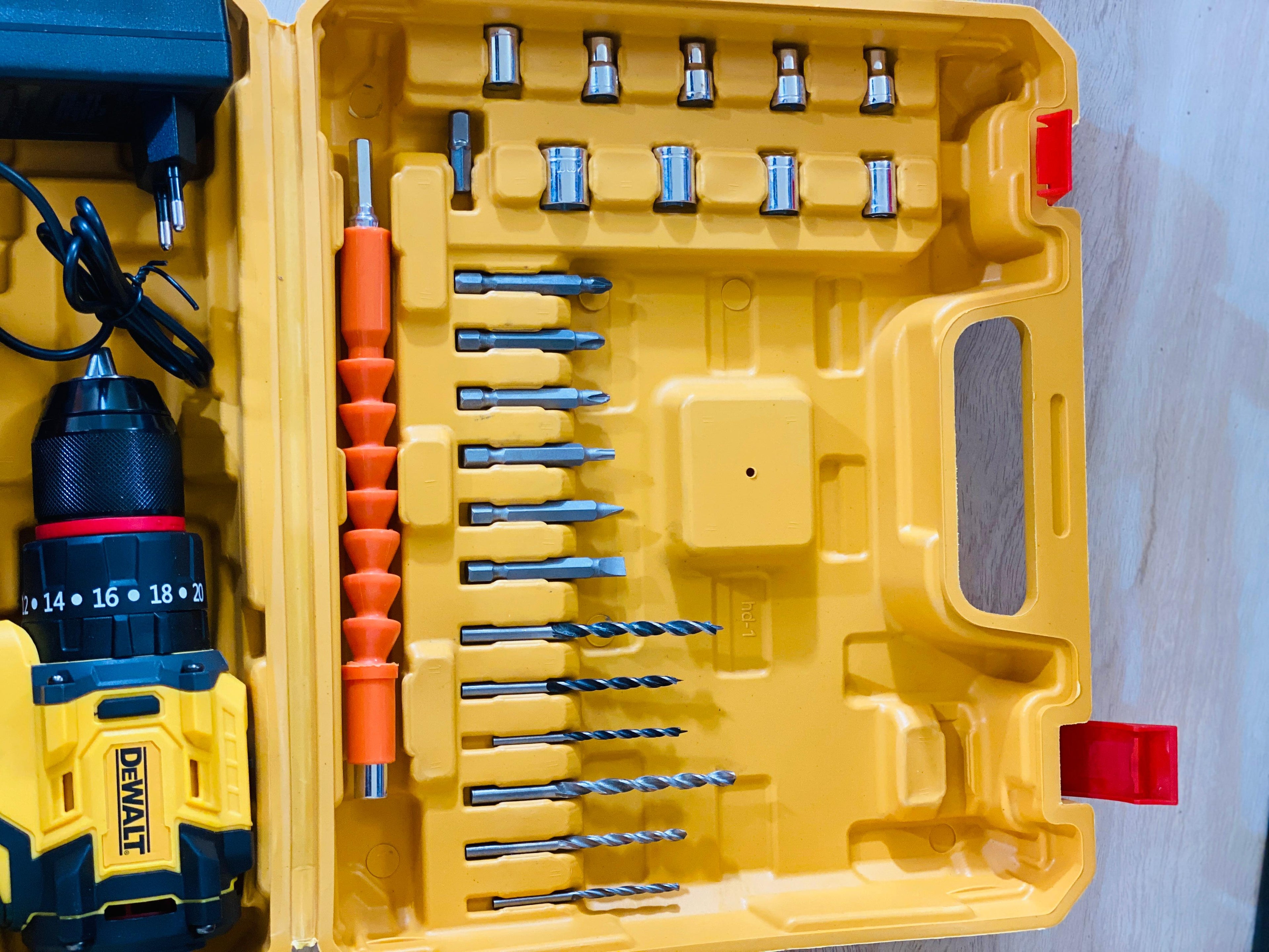100% Original BRUSHLESS DEWALT 36V XR  Drill Machine – Dual Battery & Full Toolkit