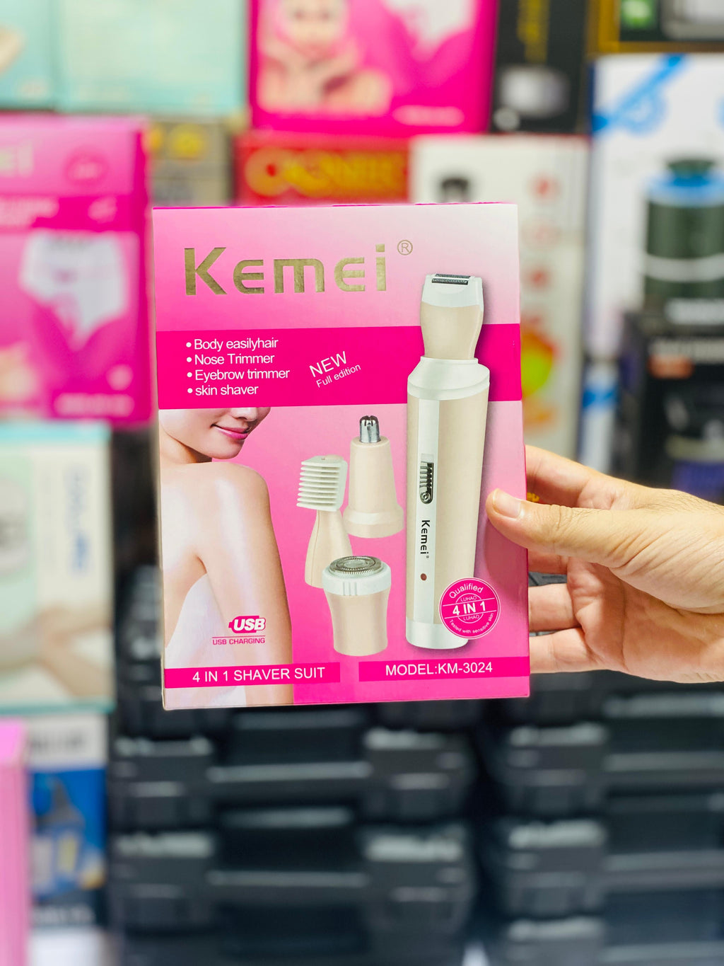 Kemei 4 In 1 Rechargeable Hair Remover Shaver Ladies Epilator – Km-3024