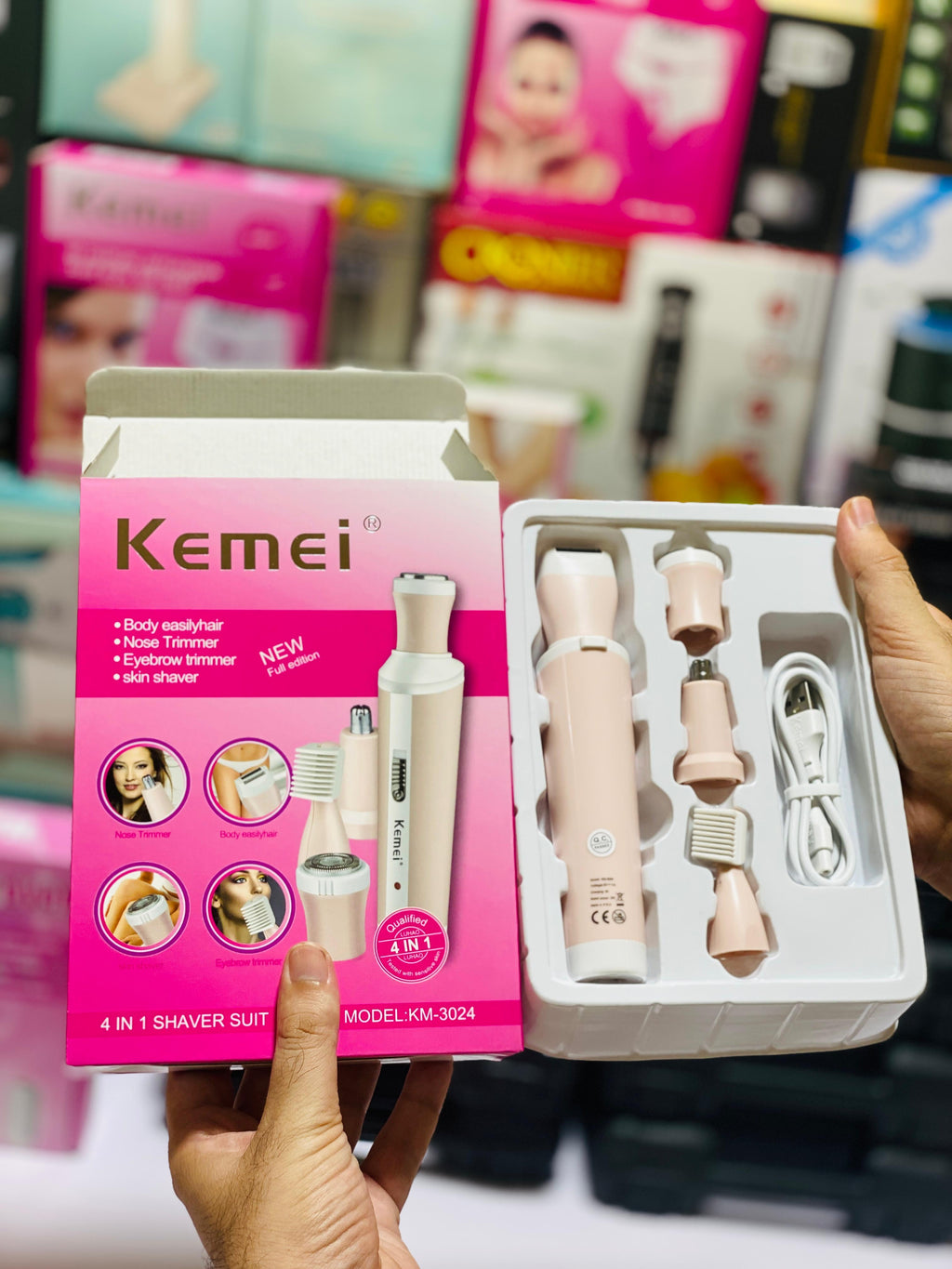 Kemei 4 In 1 Rechargeable Hair Remover Shaver Ladies Epilator – Km-3024