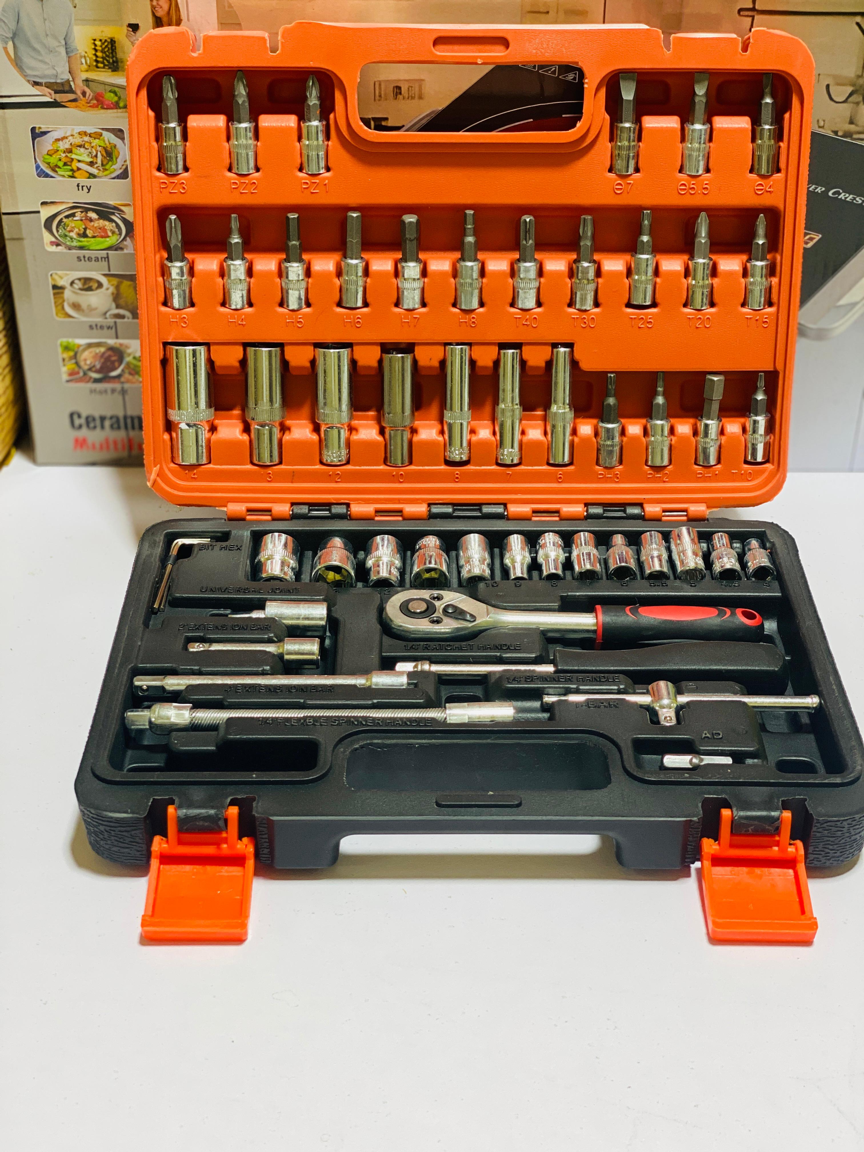 53 pcs Heavy Duty Tool Box Set for Home and Shop - Toolkit