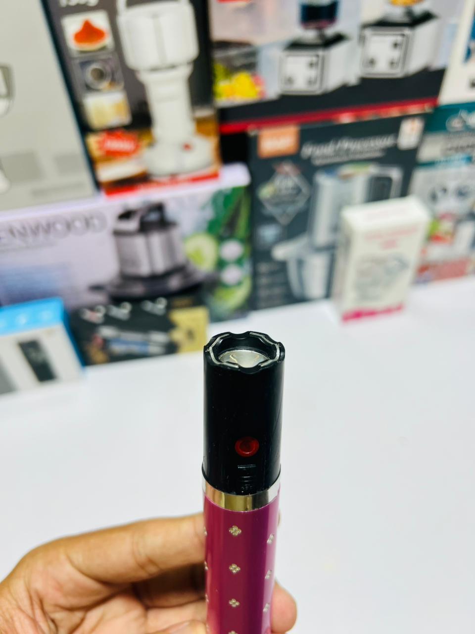 Portable High Voltage Women Electric Lipstick Strong Power Self Defence Flashlight Torch