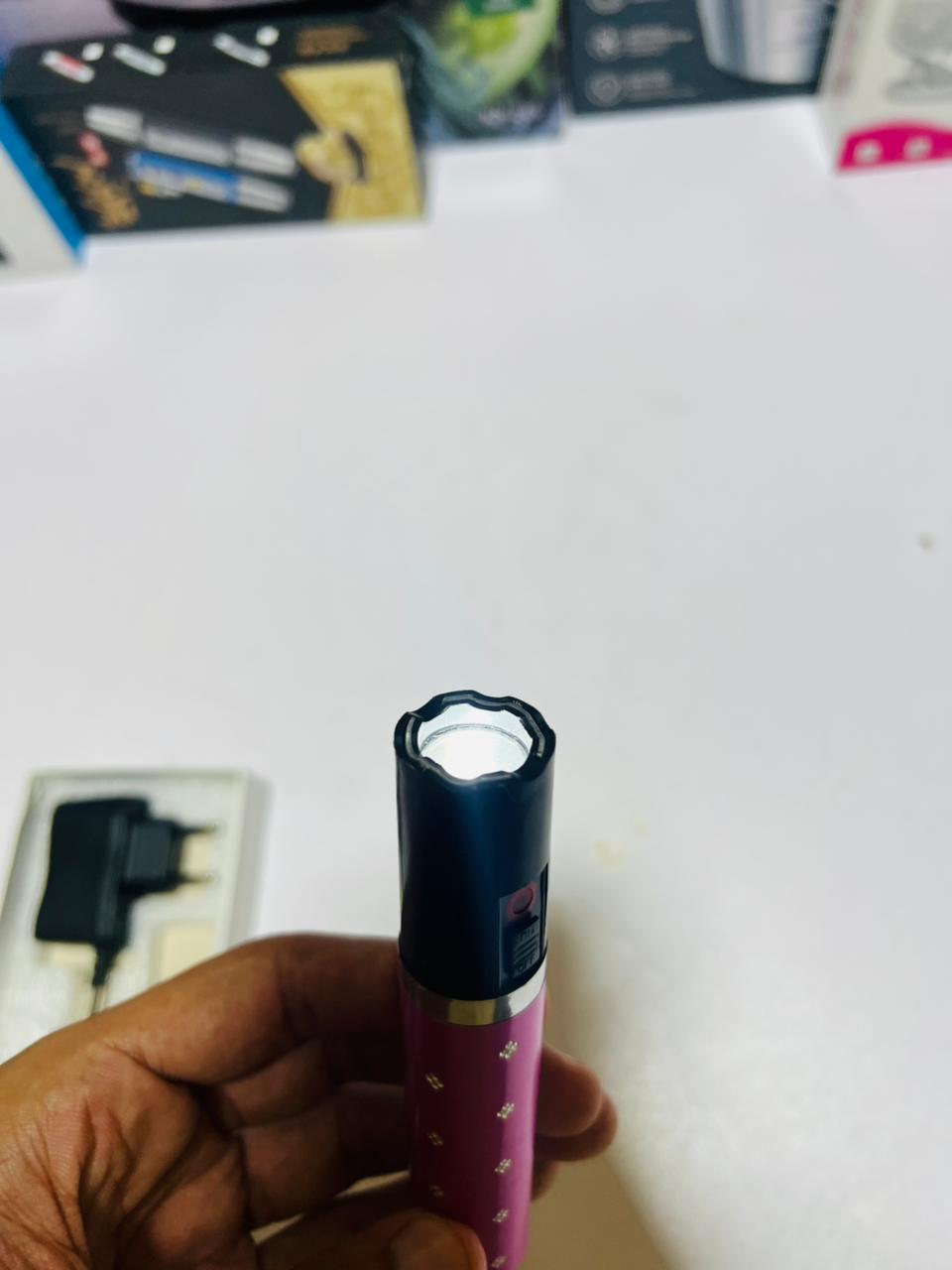 Portable High Voltage Women Electric Lipstick Strong Power Self Defence Flashlight Torch
