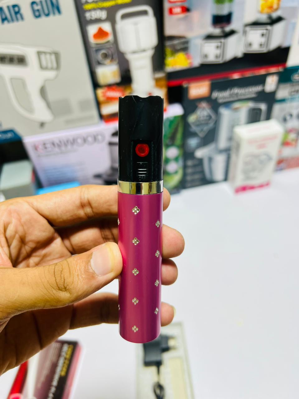 Portable High Voltage Women Electric Lipstick Strong Power Self Defence Flashlight Torch