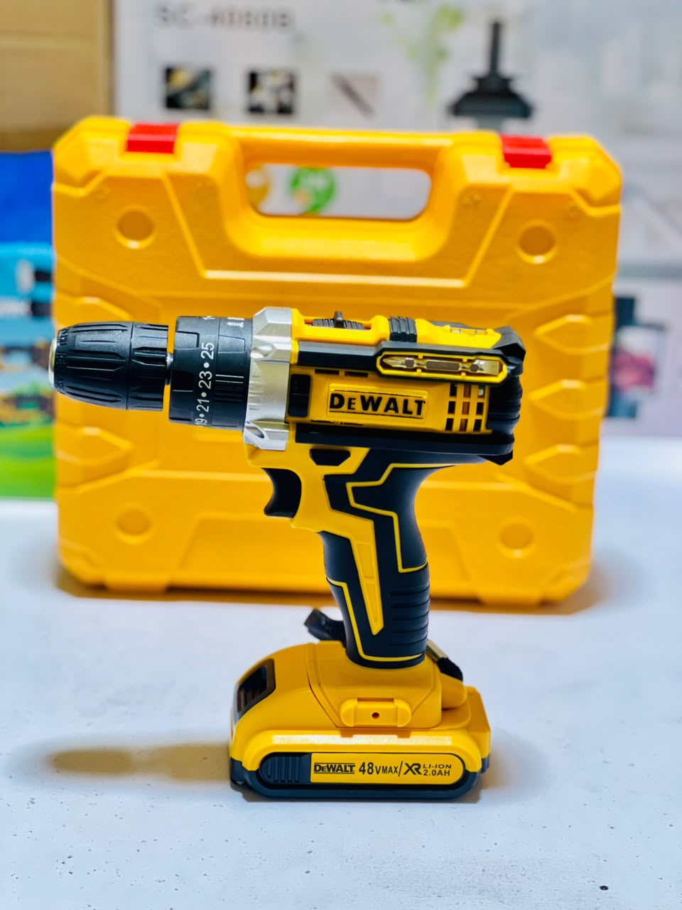 Dewalt 48V Drill Machine Rechargeable | 2 Batteries | Drill bits + Screwdriver Heads | lithium Battery