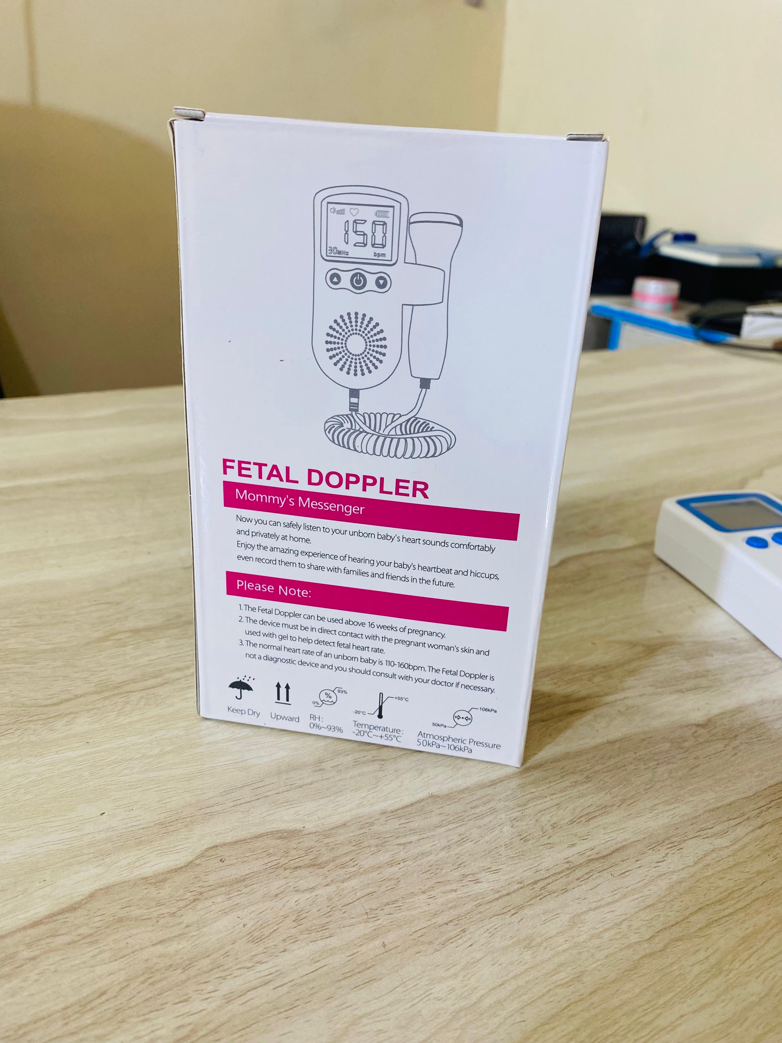 Fetal Doppler Heart Rate Monitor For Home Sonar Pregnancy Baby Heartbeat Meter No Radiation 3.0MHz LCD Display