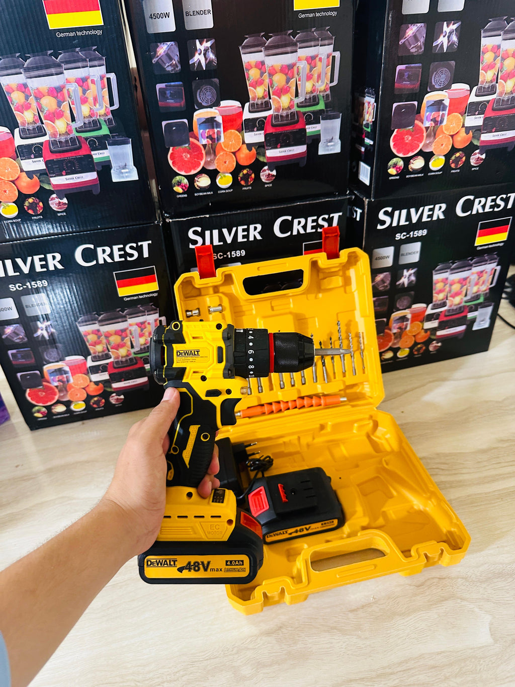 100% Original BRUSHLESS DEWALT 36V XR  Drill Machine – Dual Battery & Full Toolkit