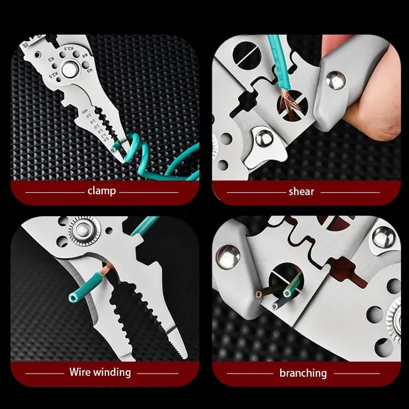 16 in 1 Electrician Pliers Multifunctional Needle Nose Pliers for Wire Stripping Cable Cutters Terminal Crimping Hand Tools